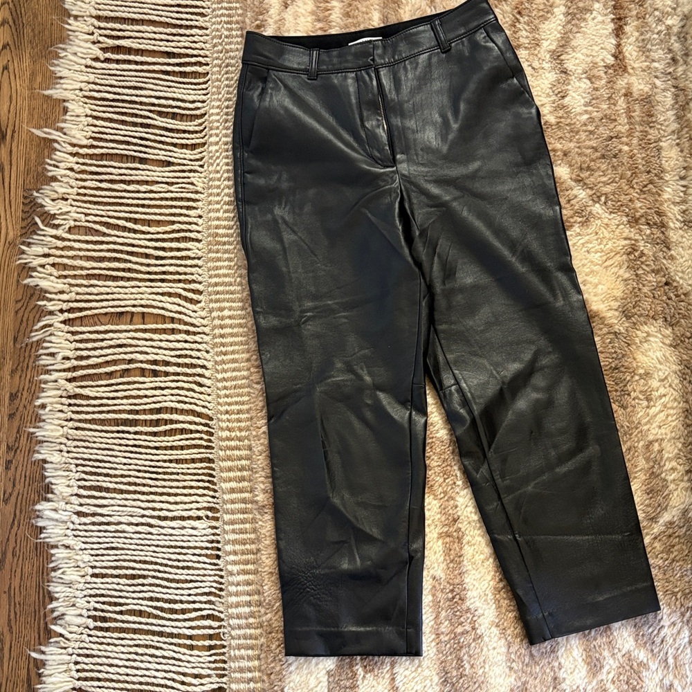 Babaton Black Faux Leather High-Waist Pants